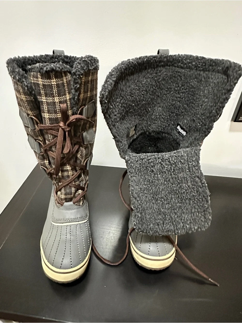 Skechers Highlanders-Klondike Sz 8.5 Tall  Plaid Duck Thinsulate Lined Boots